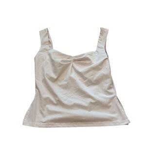 White Split Side Super Soft Square Neck Tank Top S/M